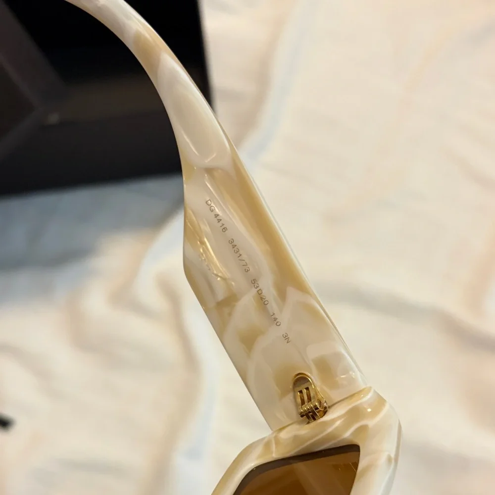 Dolce & Gabbana Cream Frame Sunglasses with Brown Lenses